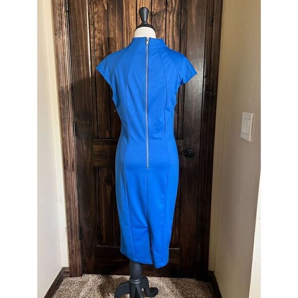 NWT Alexia Admor Blue Katrina Splitneck Ponte Sheath Dress Size  Medium - Picture 3 of 5
